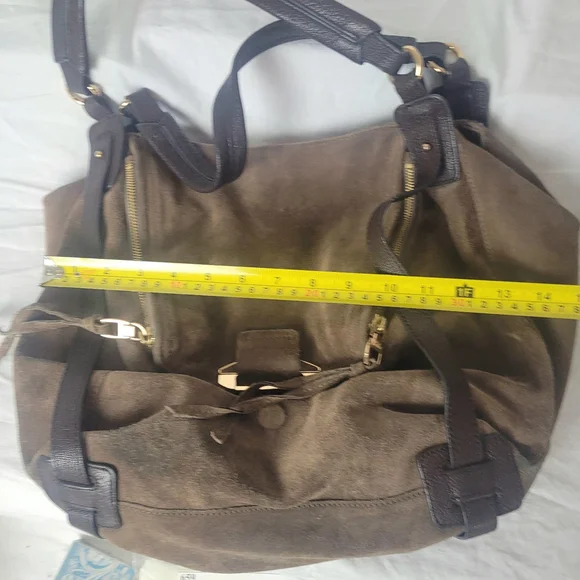 Kooba Jonnie Brown Suede Leather Handbag Purse - Picture 6 of 7